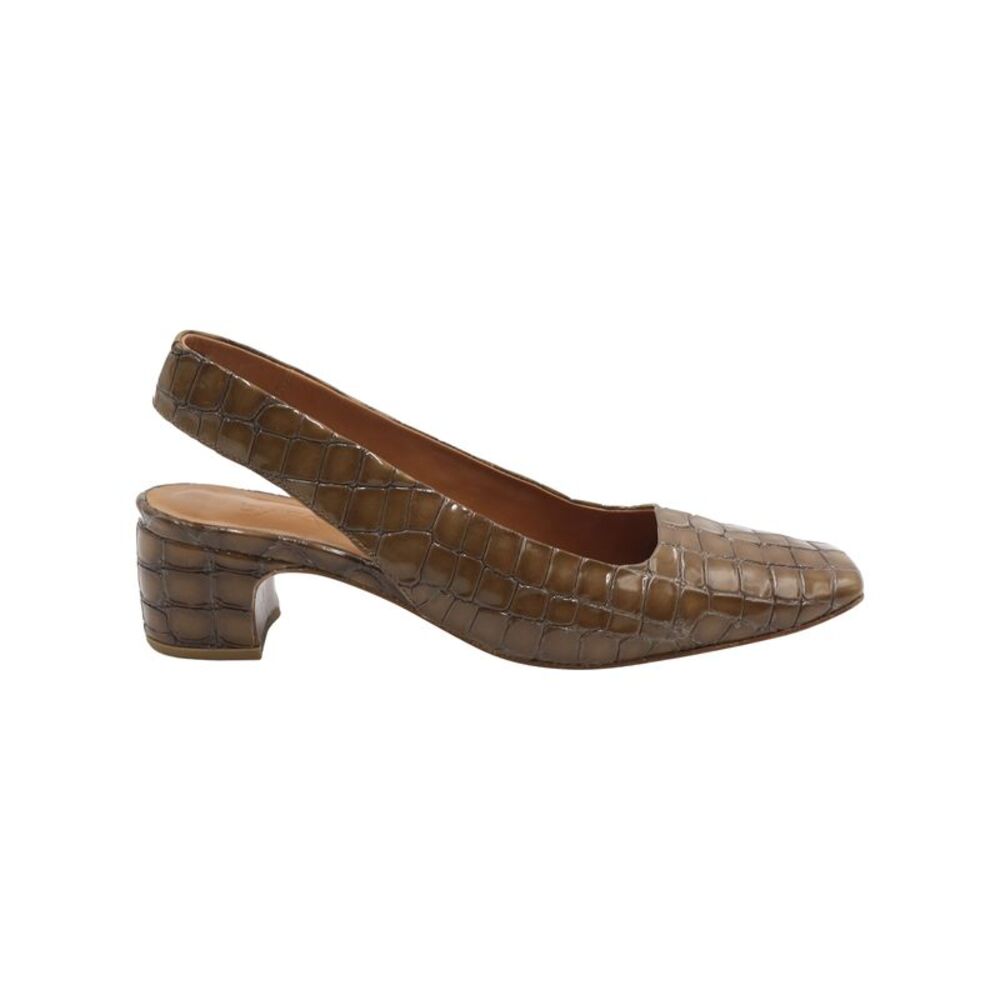By Far Danielle Slingback Pumps in Brown Patent Leather
